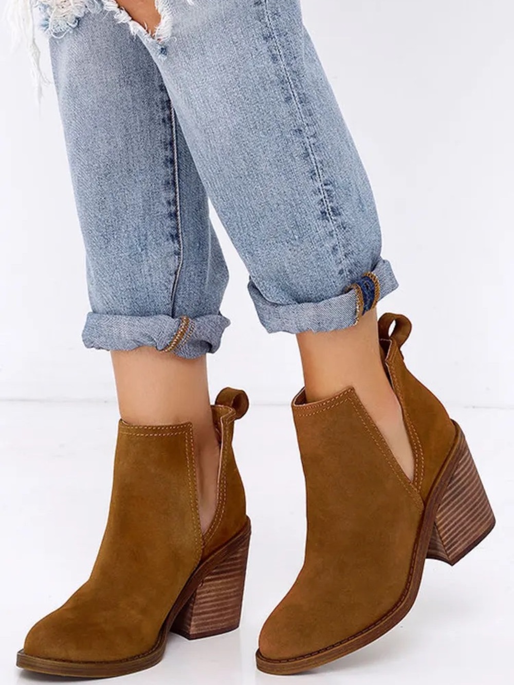 Steve Madden Sharini Chestnut Suede Leather Ankle Booties
